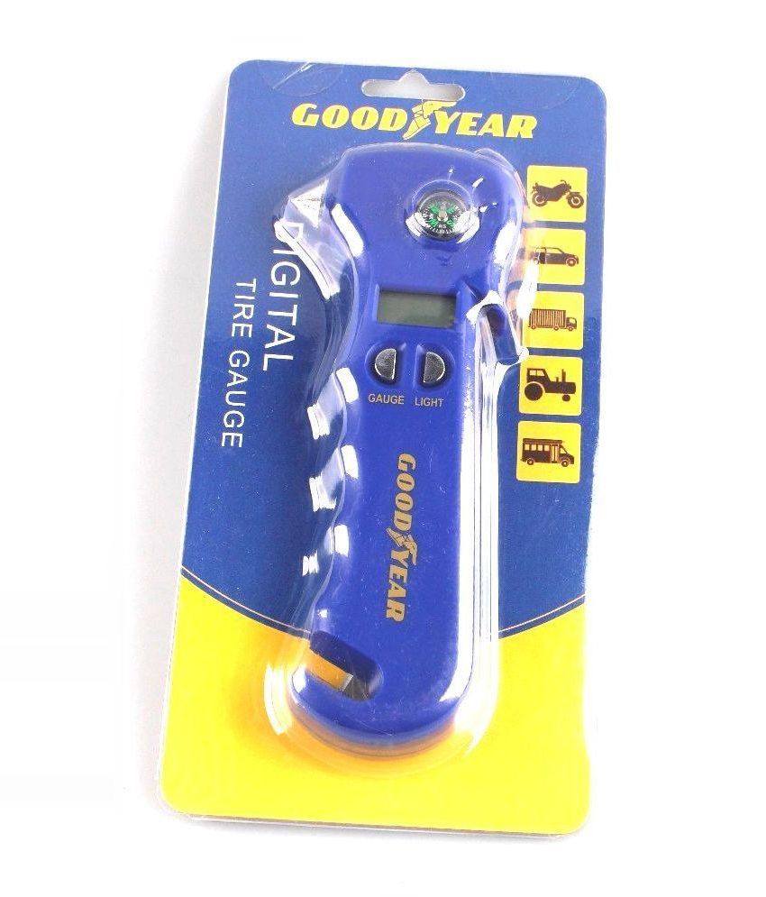 Goodyear Tyre Pressure Gauge, Safety Hammer, Seat Belt Cutter