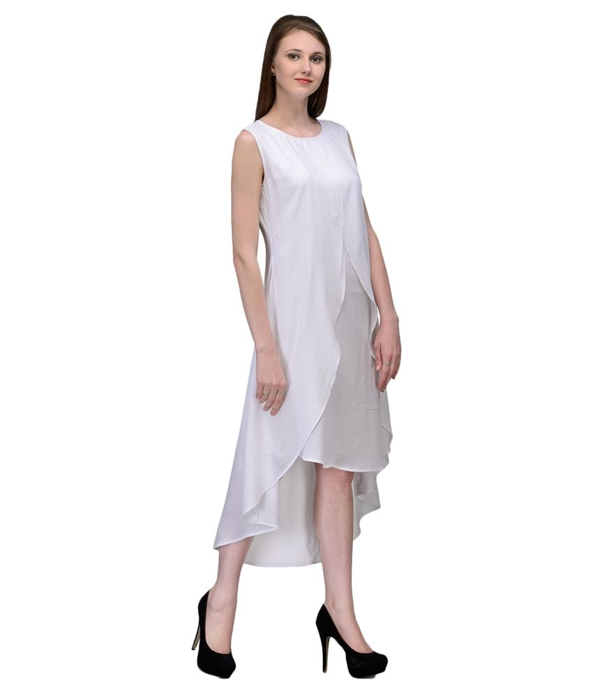 Natty India White Rayon Dresses Buy Natty India White Rayon Dresses