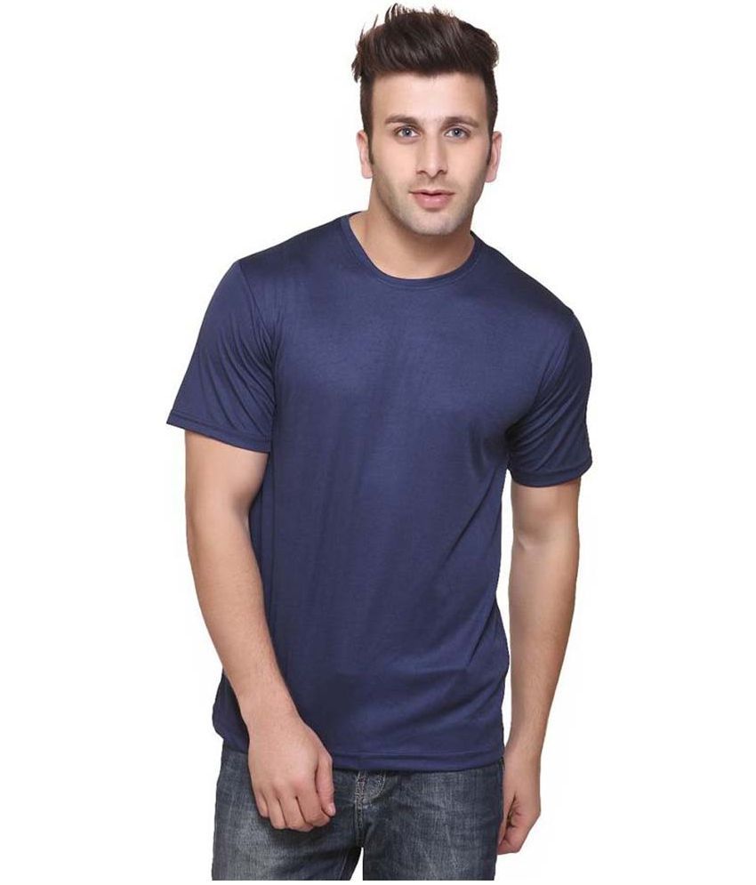     			Funky Guys Polyester Slim Fit Solid Half Sleeves Men's Round T-Shirt - Navy Blue ( Pack of 1 )