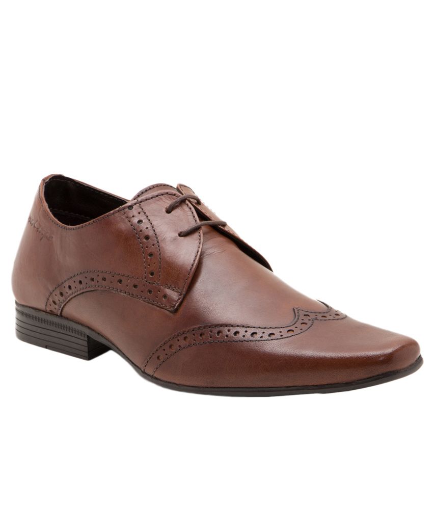red tape tan derby formal shoes