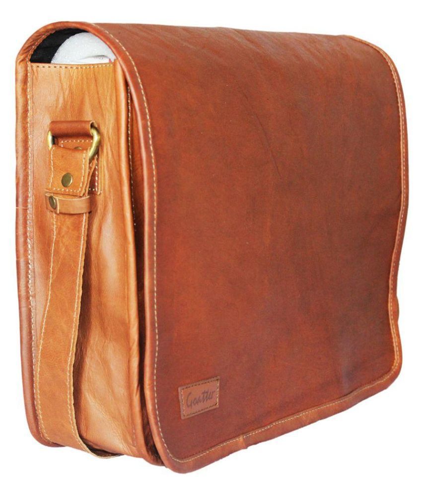 Arya Tan Leather Leather Messenger Bag - Buy Arya Tan Leather Leather Messenger Bag Online at ...