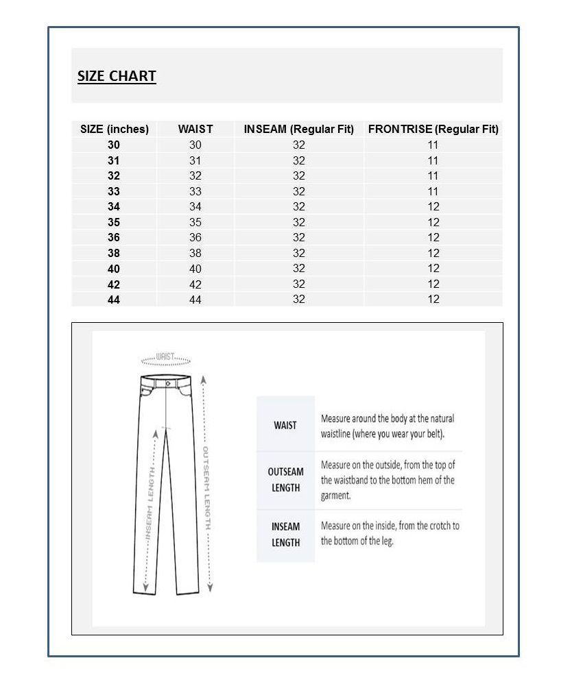Jack Jones Jeans Size Chart