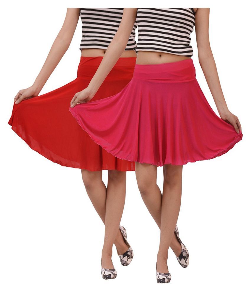 Buy Carrol Multi Color Cotton Lycra Skater Skirt Online at Best Prices ...