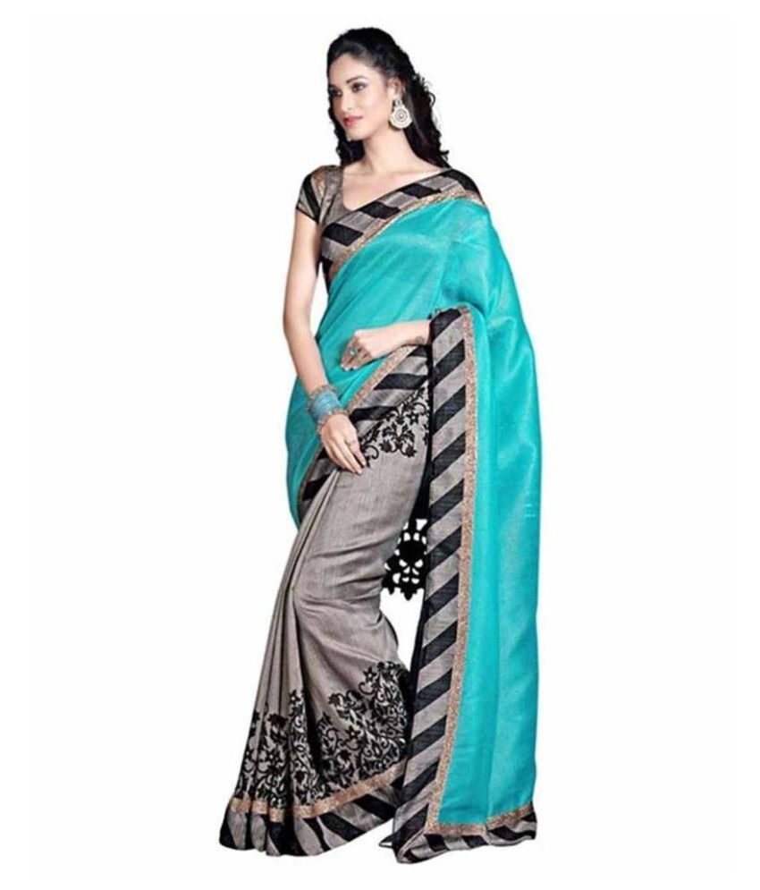     			Sharda Creation Blue and Grey Art Silk Saree