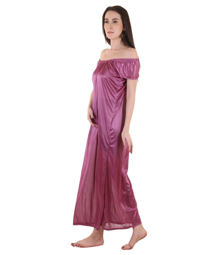 Buy Famaya Multi Color Satin Nighty & Night Gowns Pack of 3 Online at