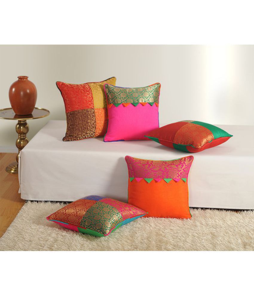     			Swayam Set of 5 Poly Cotton Cushion Covers Other Sizes
