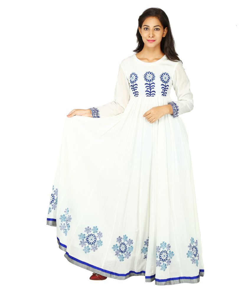 white cotton anarkali kurtis