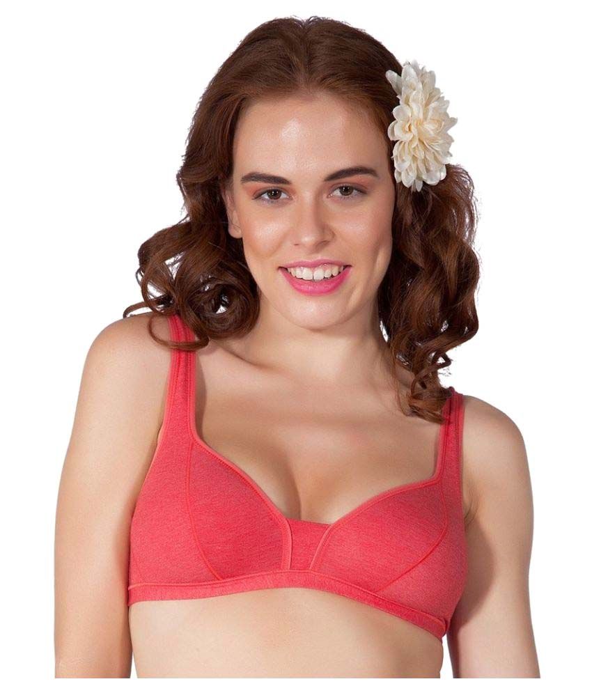 Liberti World Red Cotton Lycra T-Shirt/ Seamless Bra - 658314189461