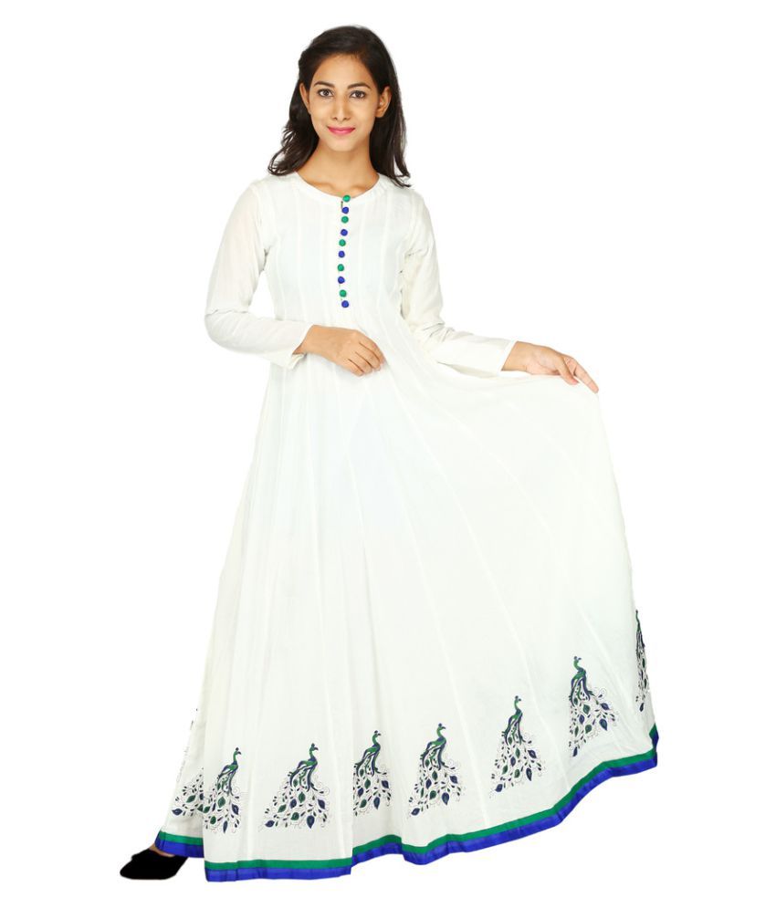 white cotton anarkali kurtis