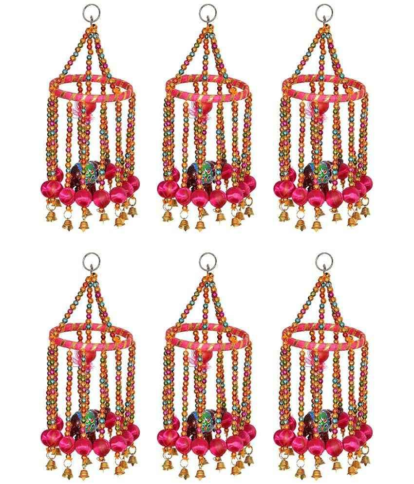 Little Jaipur Fabric Single Elephant Wind Chimes Pink Little Jaipur Fabric Single Elephant Wind Chimes Pink