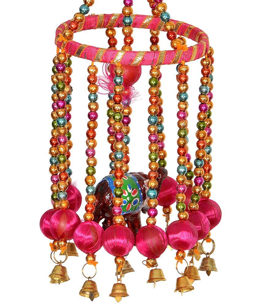 Little Jaipur Jaipurfabric Single Elephant Wind Chimes Pink Little Jaipur Jaipurfabric Single Elephant Wind Chimes Pink