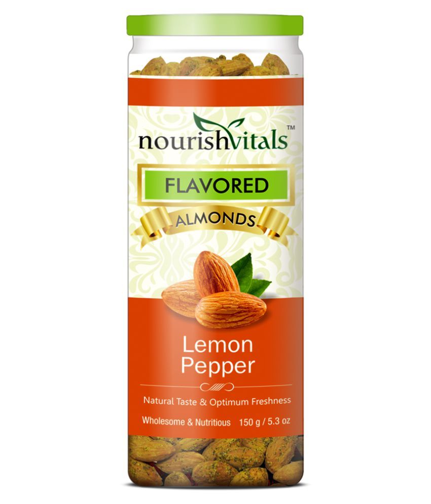 NourishVitals Roasted Almonds Lemon Pepper Flavored + Health Mix + Mixed Dried Fruits