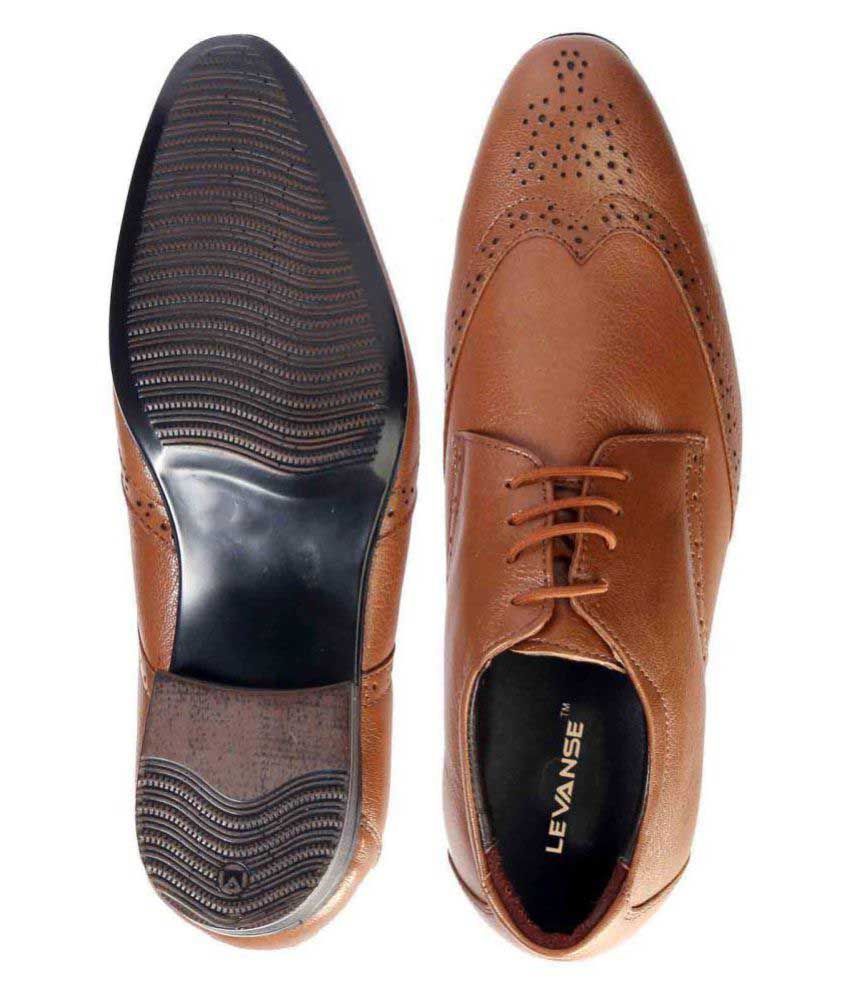 Levanse Tan Brogue Genuine Leather Formal Shoes Price in Levanse Tan Brogue Genuine Leather Formal Shoes Price in