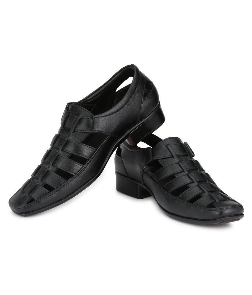 hitz black leather sandals