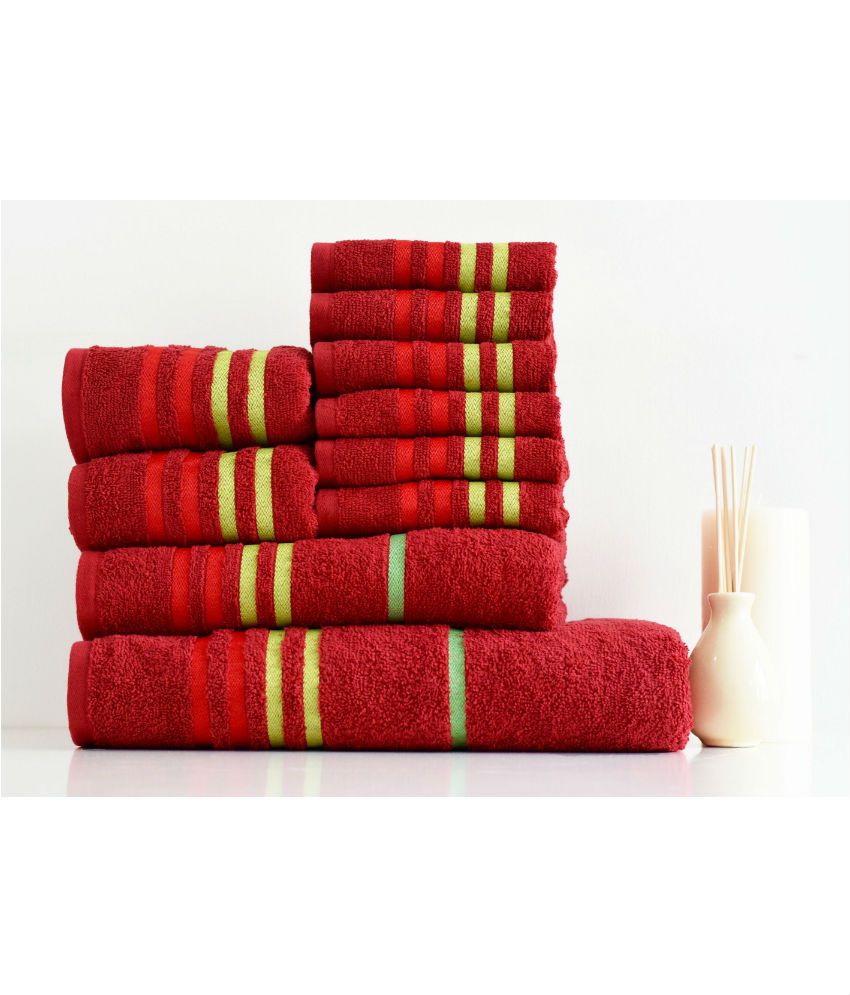     			Trident Aura Set of 10 Red Towels