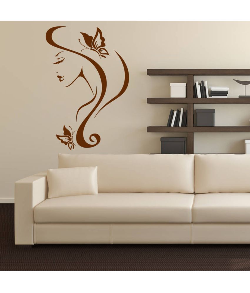     			Decor Villa Girl with Butterfly Vinyl Wall Stickers