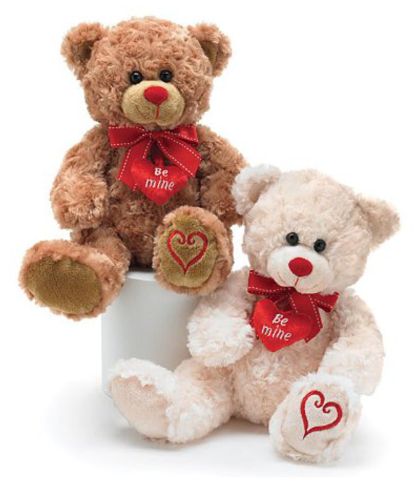 Sweet Plush Valentine Teddy Bear With Red Ribbon And Be Mine Heart