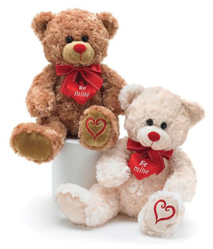 Sweet Plush Valentine Teddy Bear with Red Ribbon and &quot;Be Mine&quot; Heart