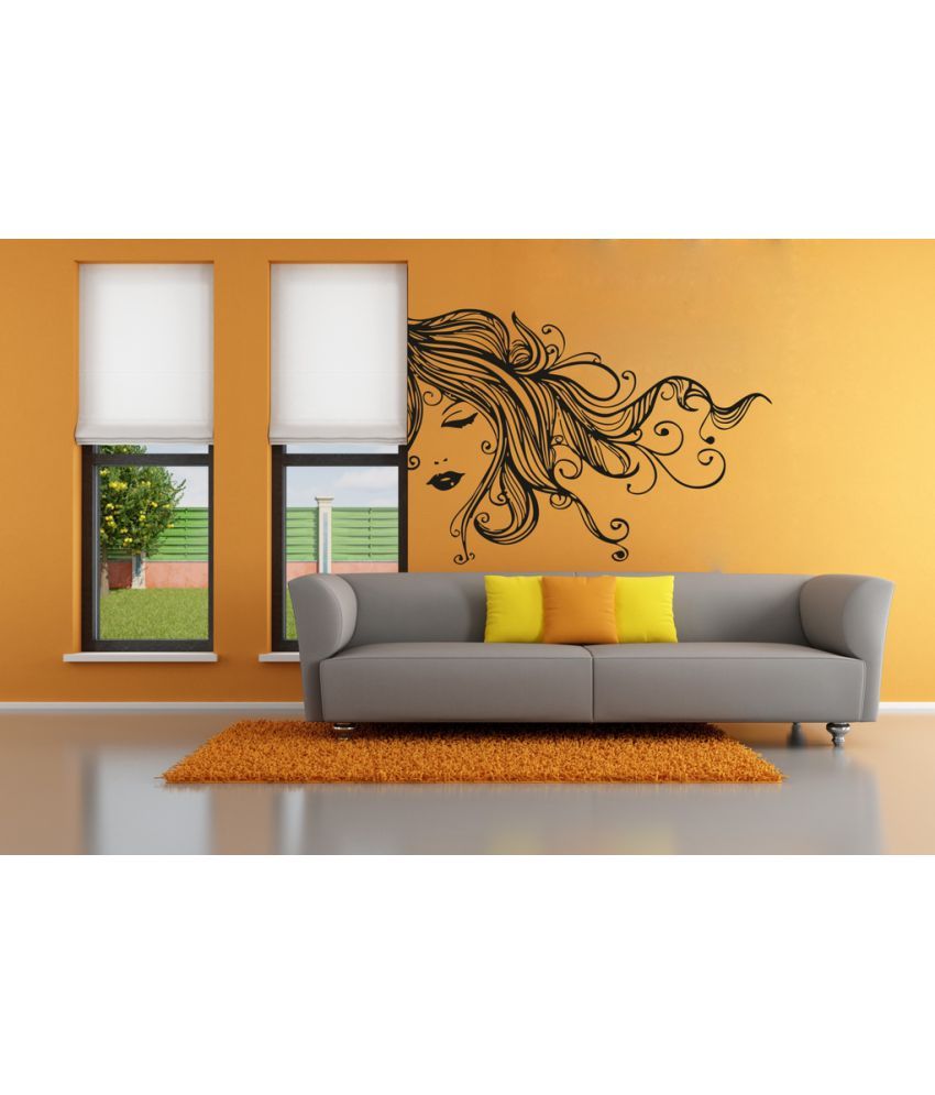     			Decor Villa Girl With Designer Hair Vinyl Wall Stickers