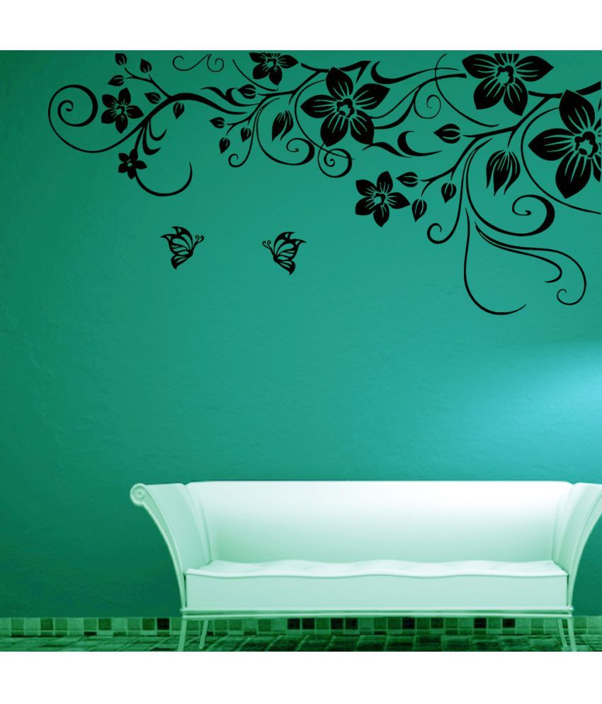     			Decor Villa Flower With Butterflay Vinyl Wall Stickers