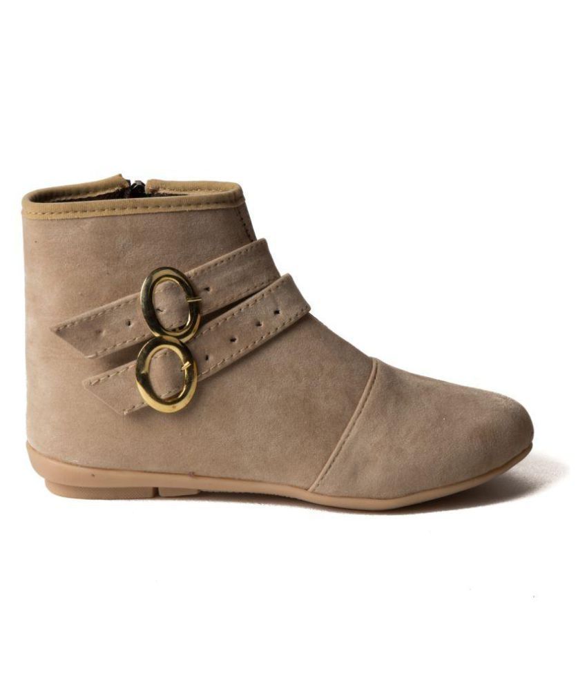 short beige ankle boots