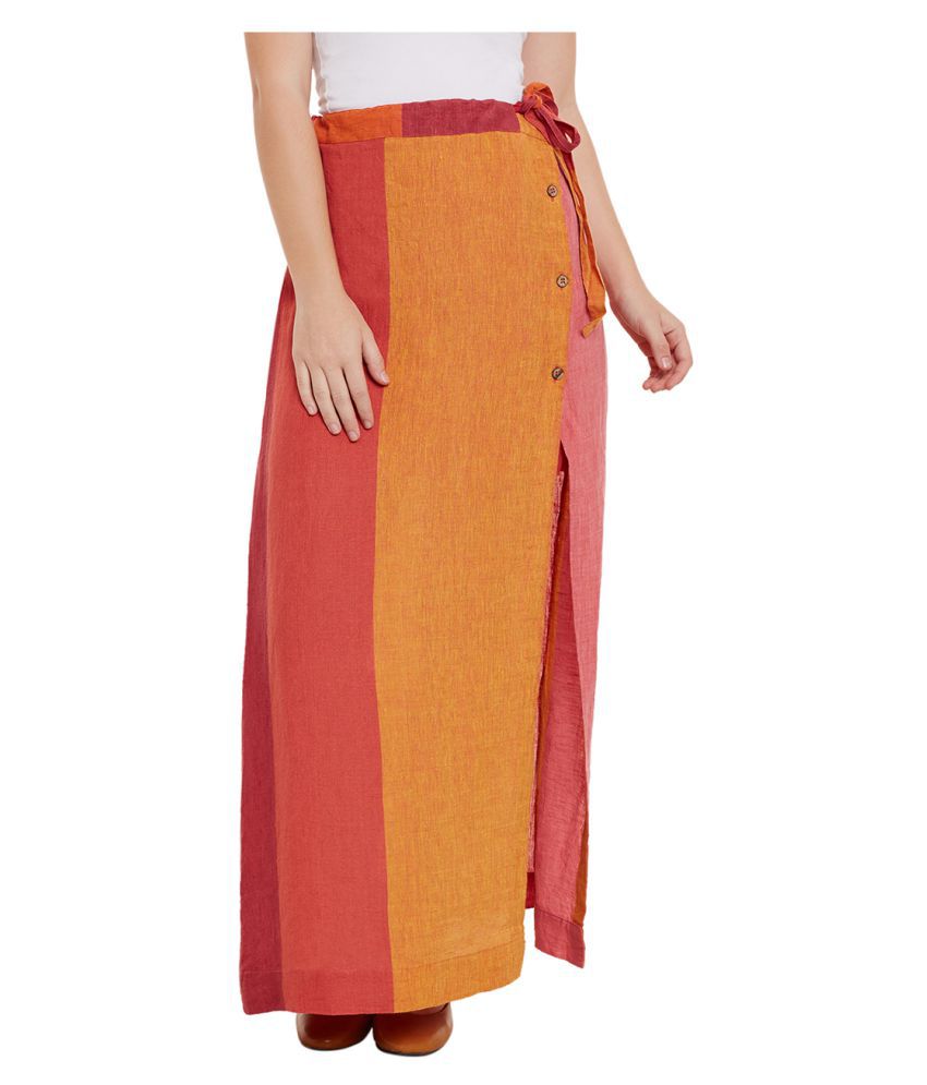 Yepme Multi Color Linen Straight Skirt