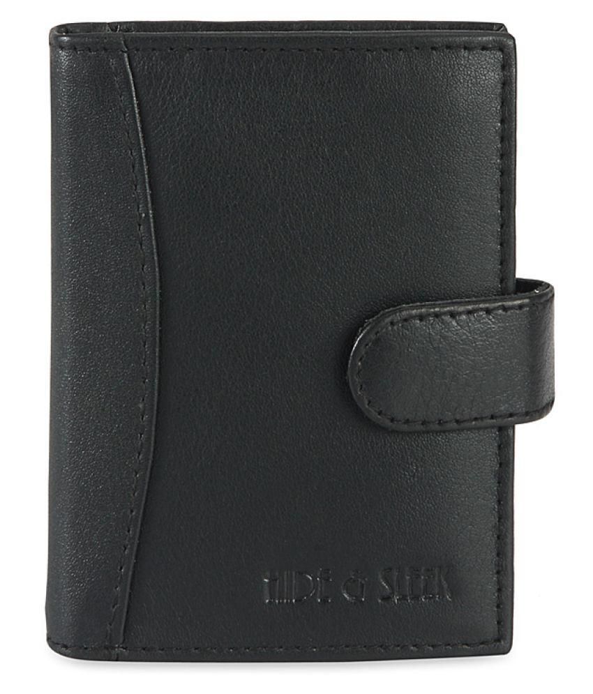     			Hide&Sleek RFID Protected Black Leather 20 Slot Card Holder