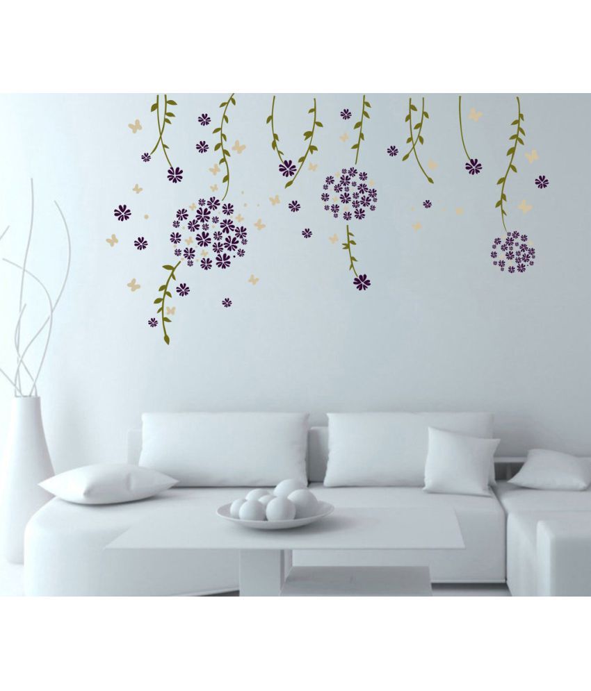     			Decor Villa Deep Purple flowers Vinyl Wall Stickers