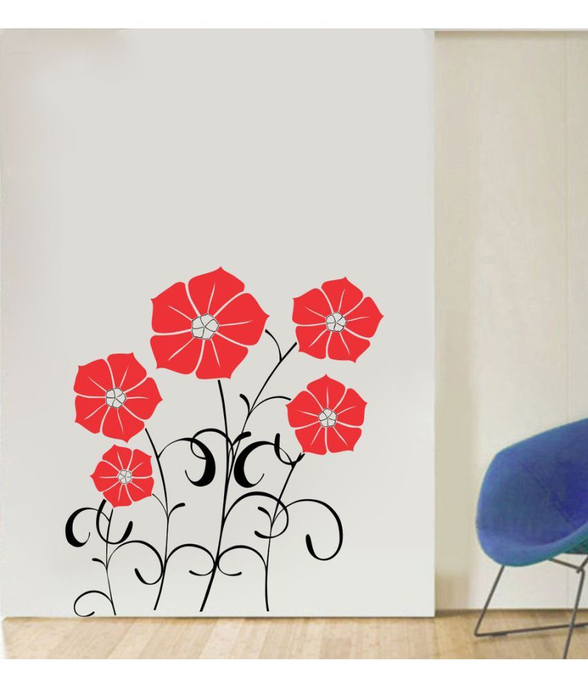     			Decor Villa Red Flowers Vinyl Wall Stickers