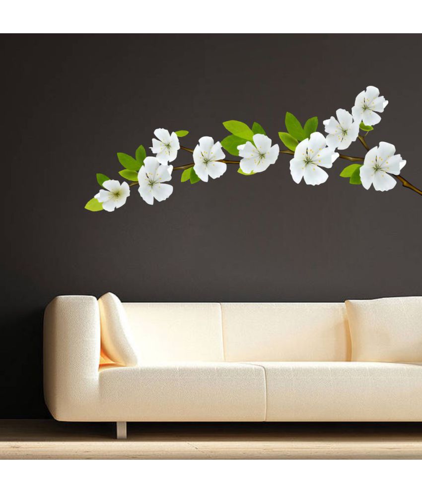     			Decor Villa white flowers Vinyl Wall Stickers