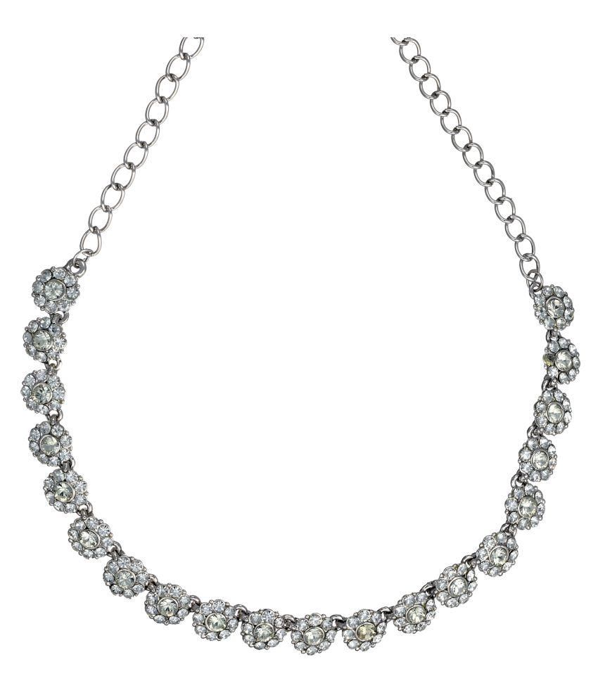 Zaveri Pearls Silver Alloy Necklace Set Buy Zaveri Pearls Silver