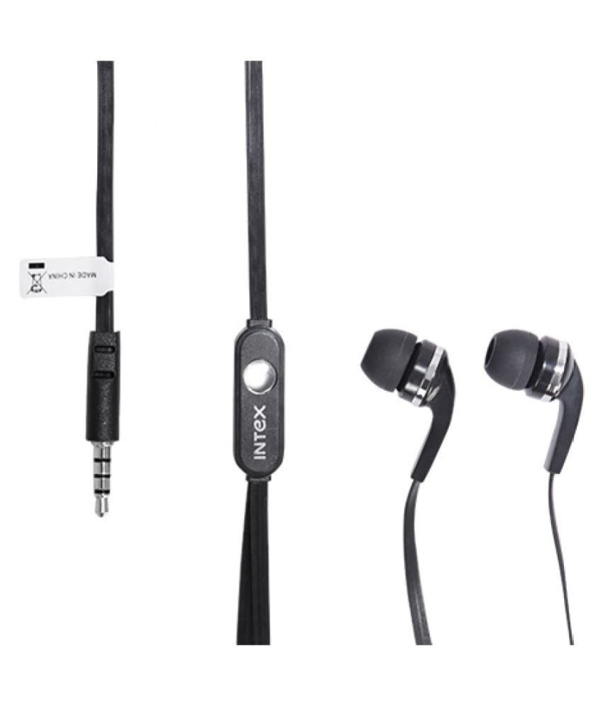 Intex In Ear Wired Earphones With Mic Black Buy Intex In Ear Wired Earphones With Mic Black