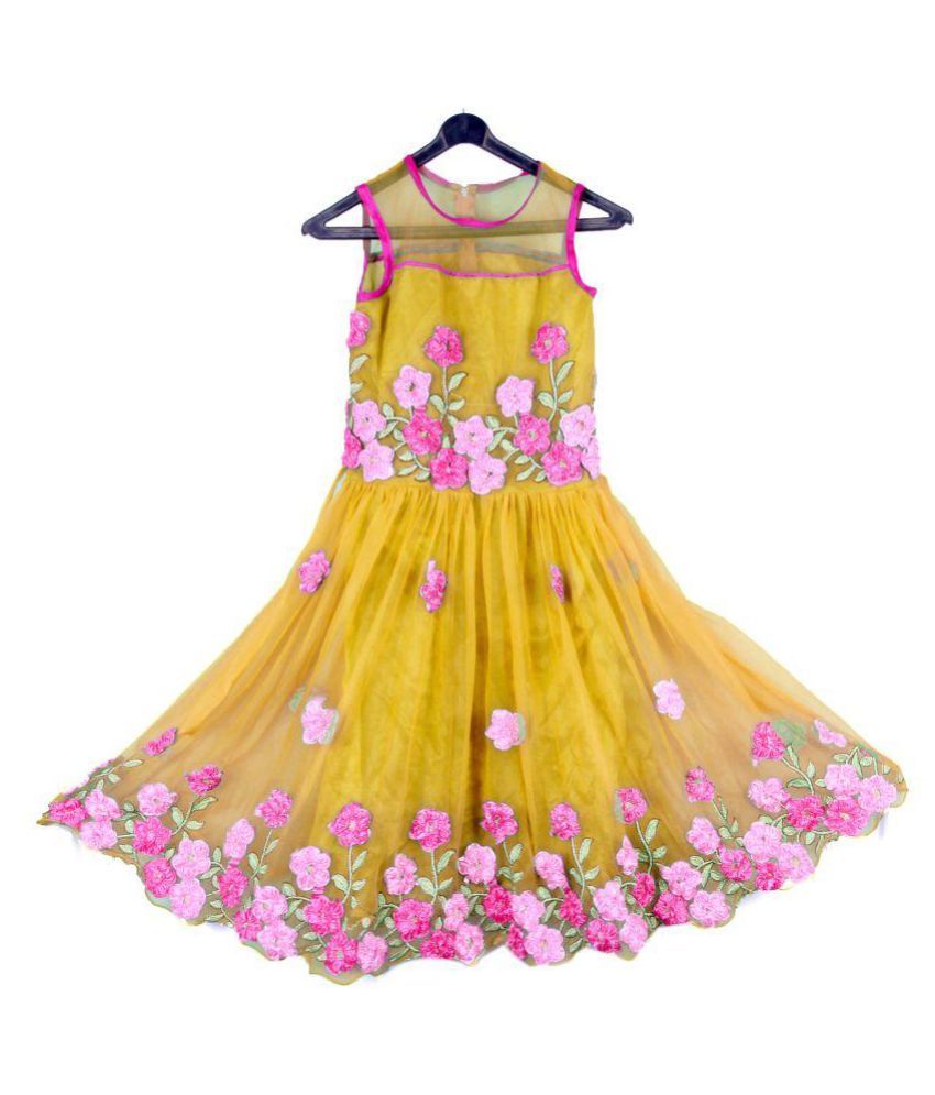 yellow net frock