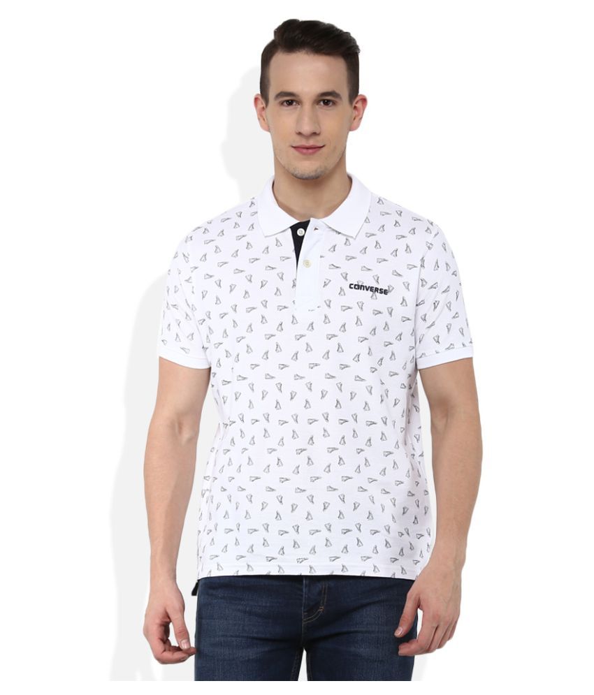 Converse White Regular Fit Polo T Shirt - Buy Converse White Regular ...