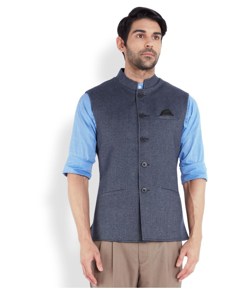 Park Avenue Blue Nehru Jacket - Buy Park Avenue Blue Nehru Jacket ...