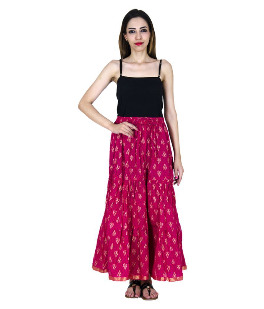 Buy Rangsthali Pink Cotton Straight Skirt Online at Best Prices in ...