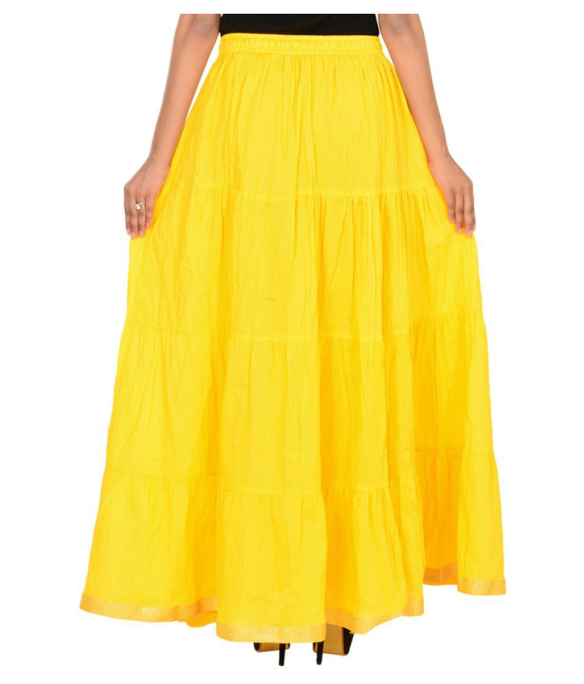 Buy Rangsthali Yellow Cotton Broomstick Skirt Online at Best Prices in ...