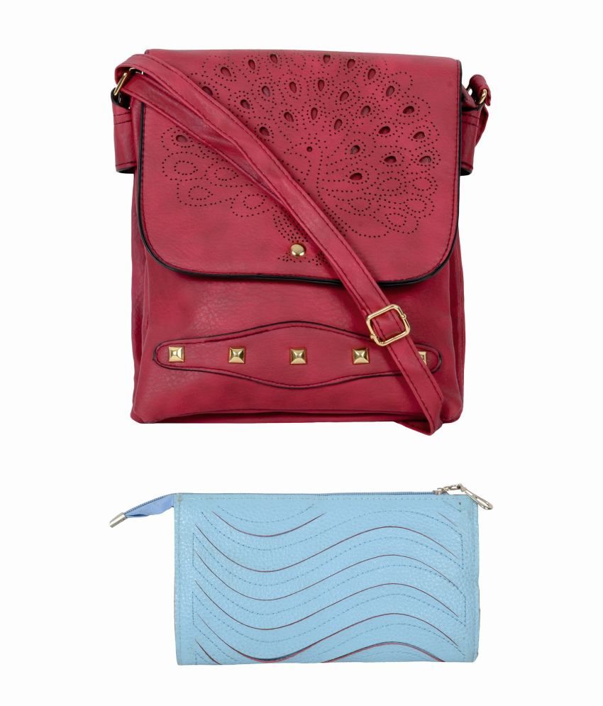 SRI Pink PU Sling Bag Buy SRI Pink PU Sling Bag Online at Best Prices