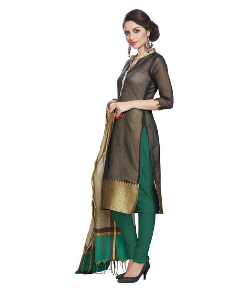 Grey Banarasi Silk Dress Material 