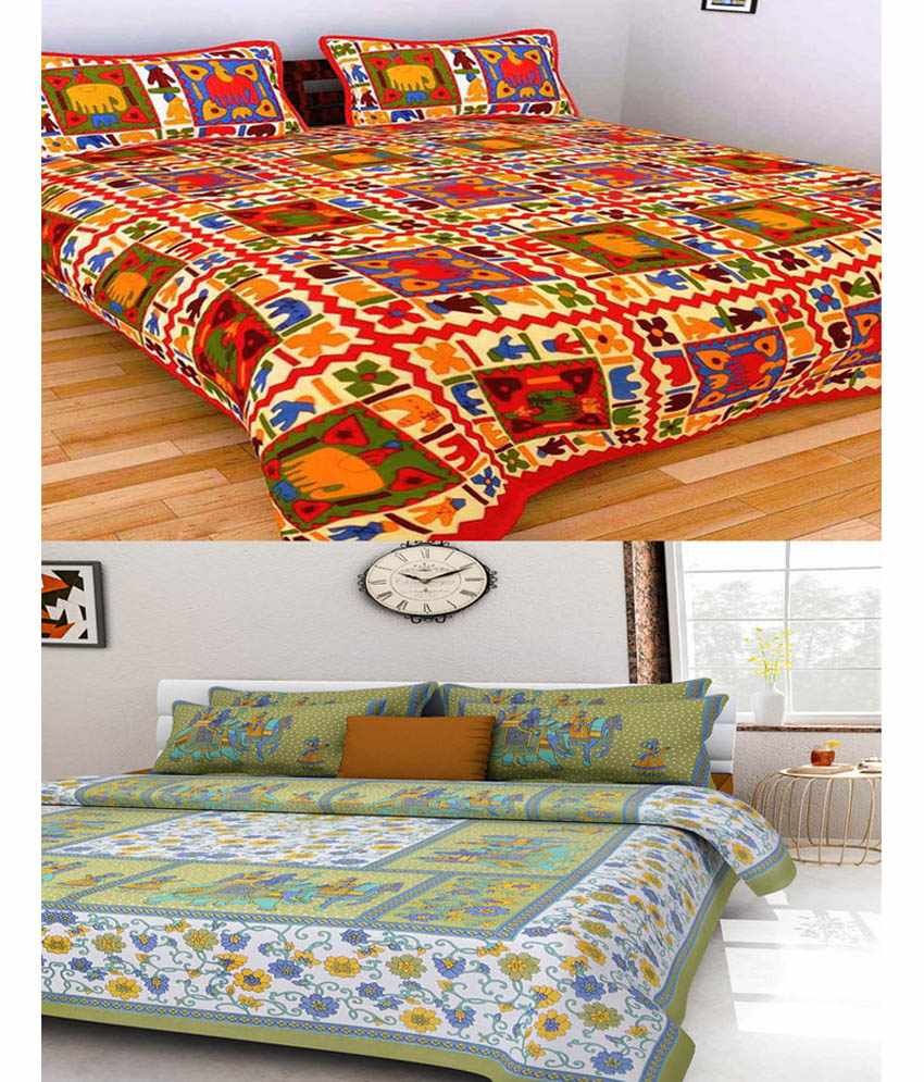     			UniqChoice Double Cotton Printed Bed Sheet