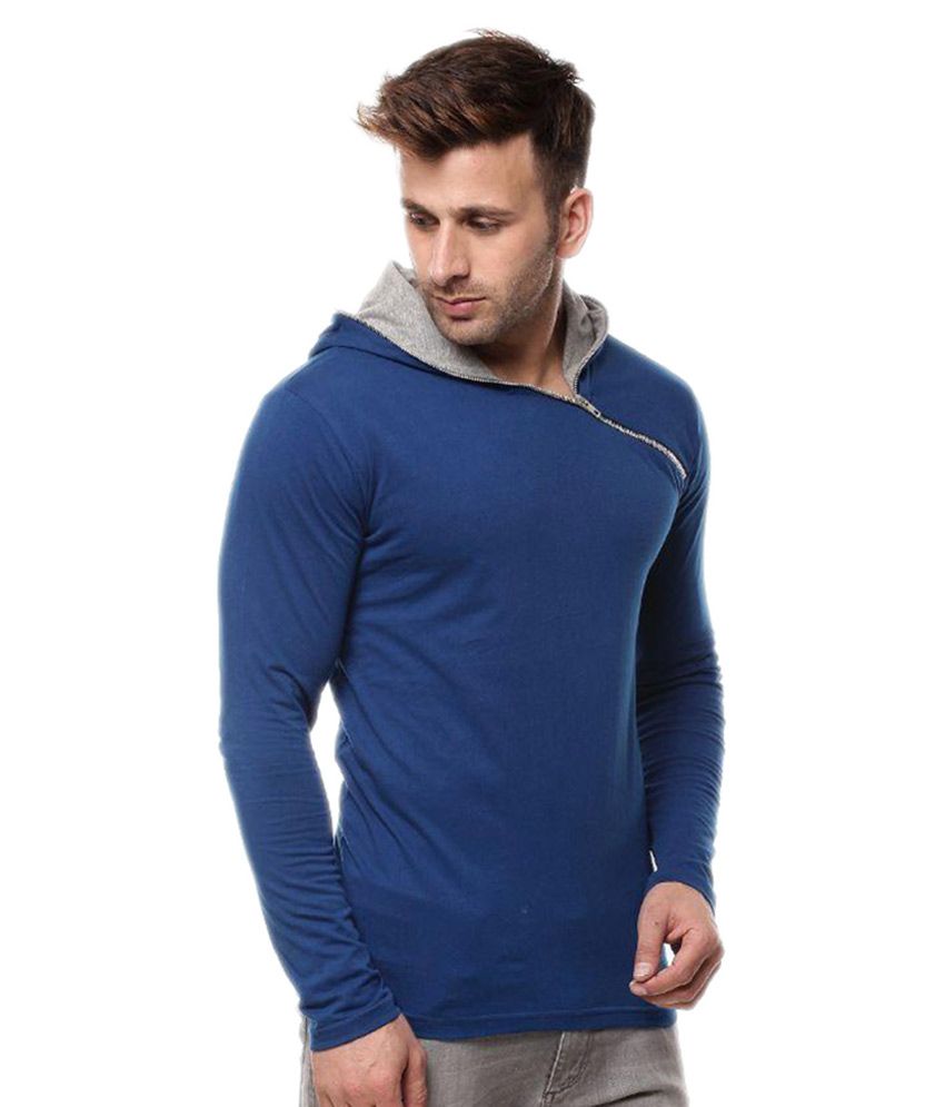 blue hooded shirt