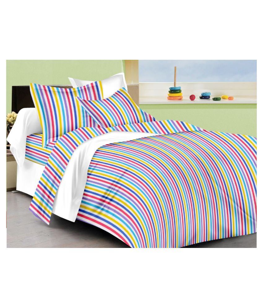 IWS Double Cotton Stripes Bed Sheet Buy IWS Double Cotton Stripes Bed