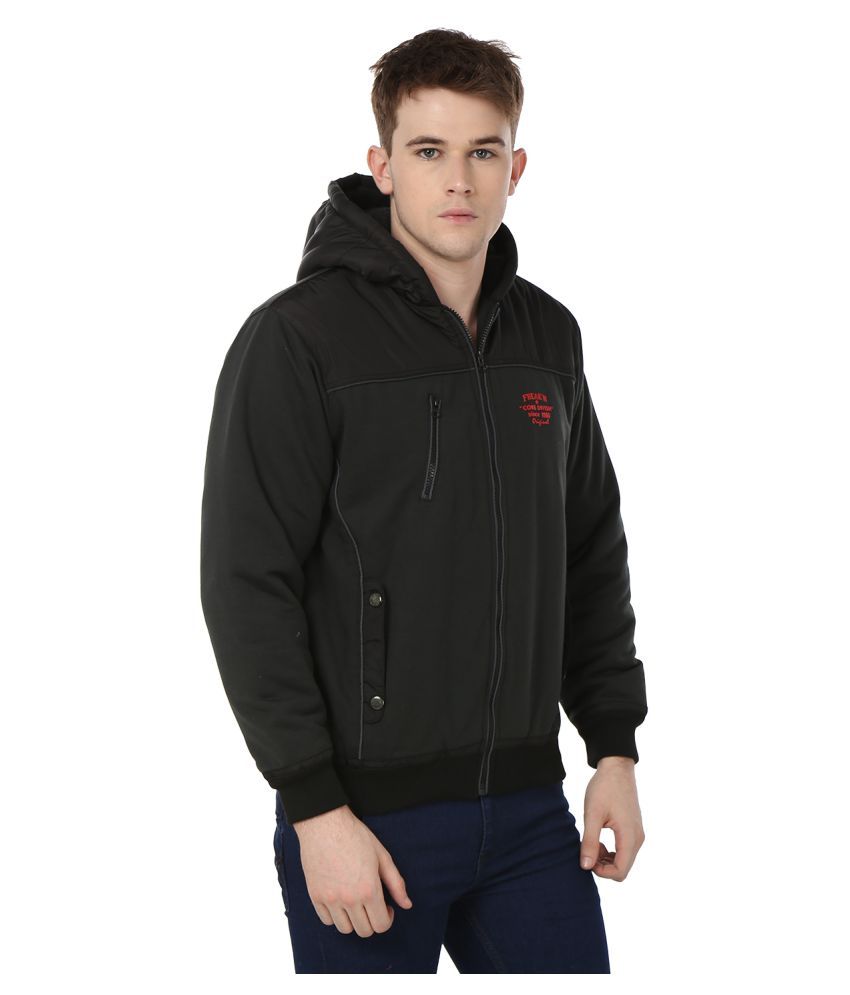 Black Polyester Casual Jacket 