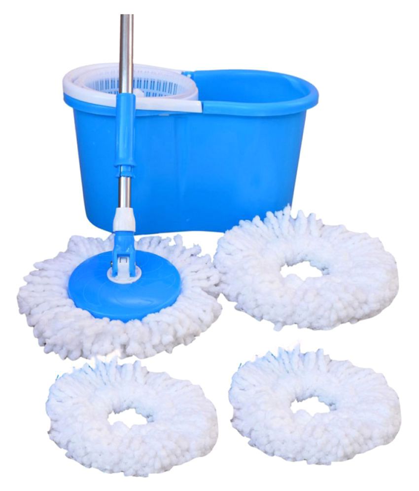     			Eco Shopee Single Bucket magic spin Mop  set Multi Angle Cleaning Pvc Mop 4 Refill