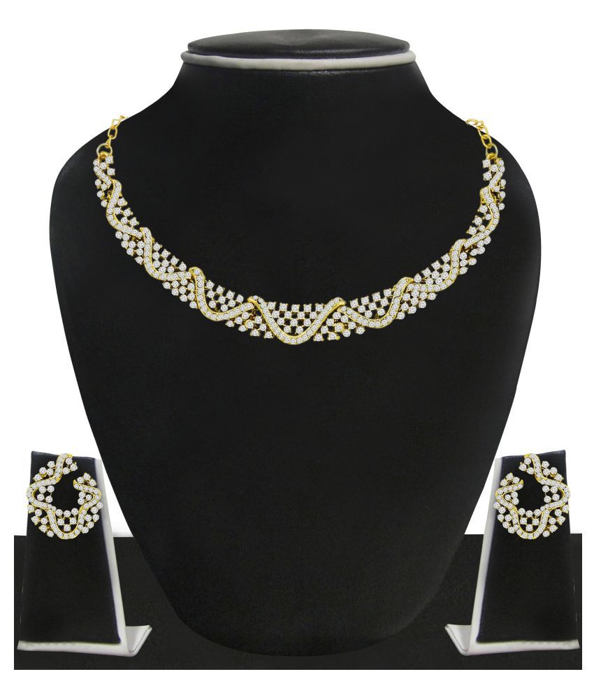 Zaveri Pearls White Necklace Set Buy Zaveri Pearls White Necklace Set