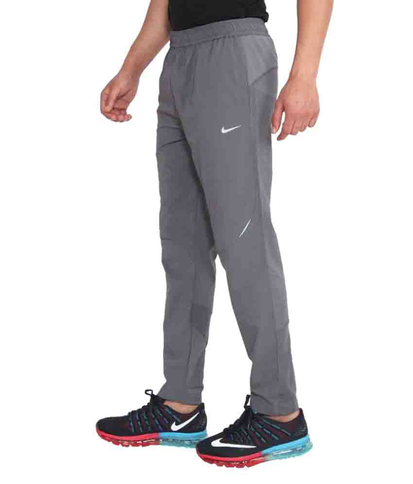 Nike Grey Polyester Lycra Trackpants 