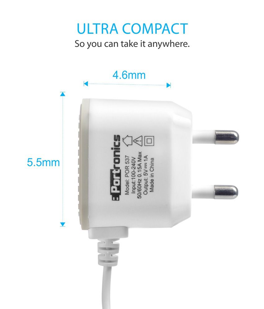     			Portronics White Wall Charger
