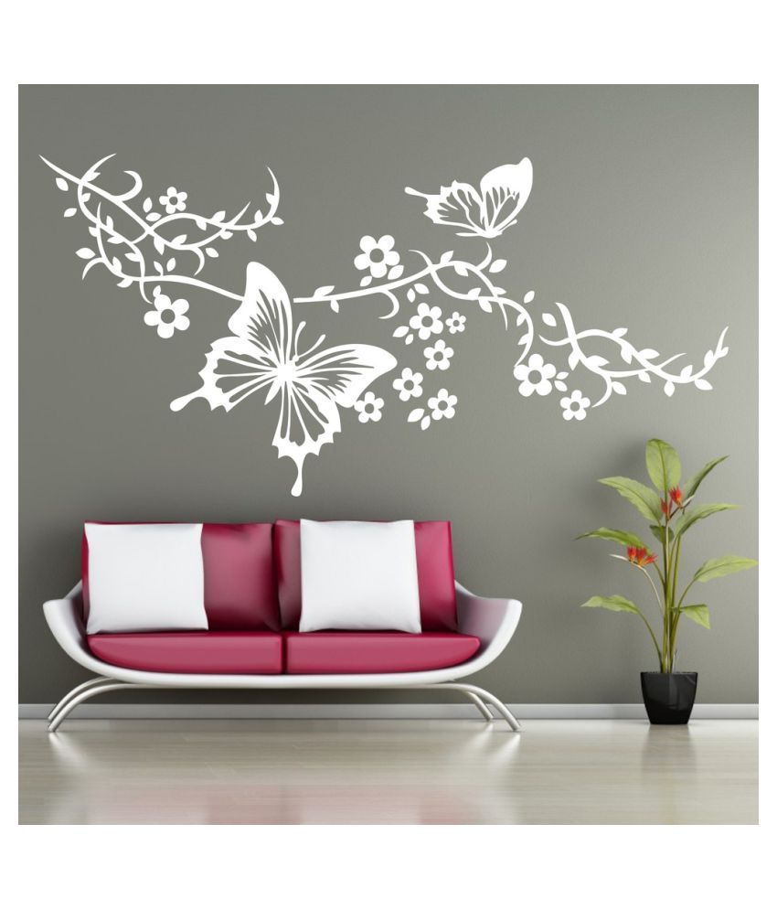     			Decor Villa Flying Butterfly with flower PVC Wall Stickers