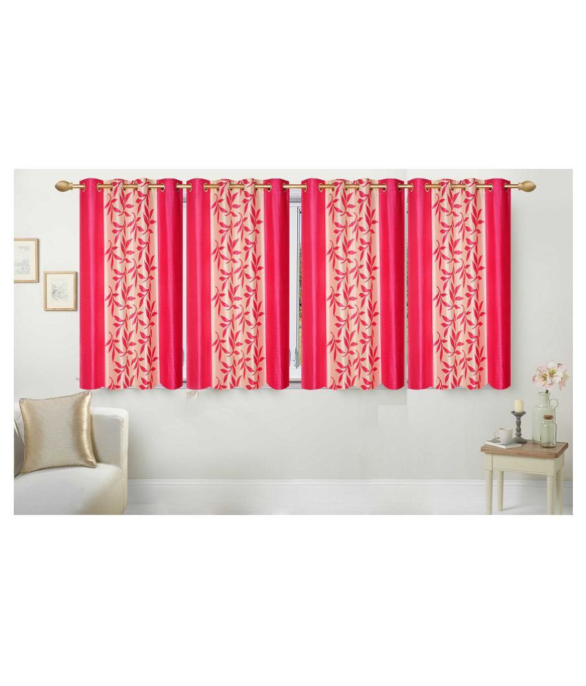     			Stella Creations Set of 4 Eyelet Curtain Printed Multi Color