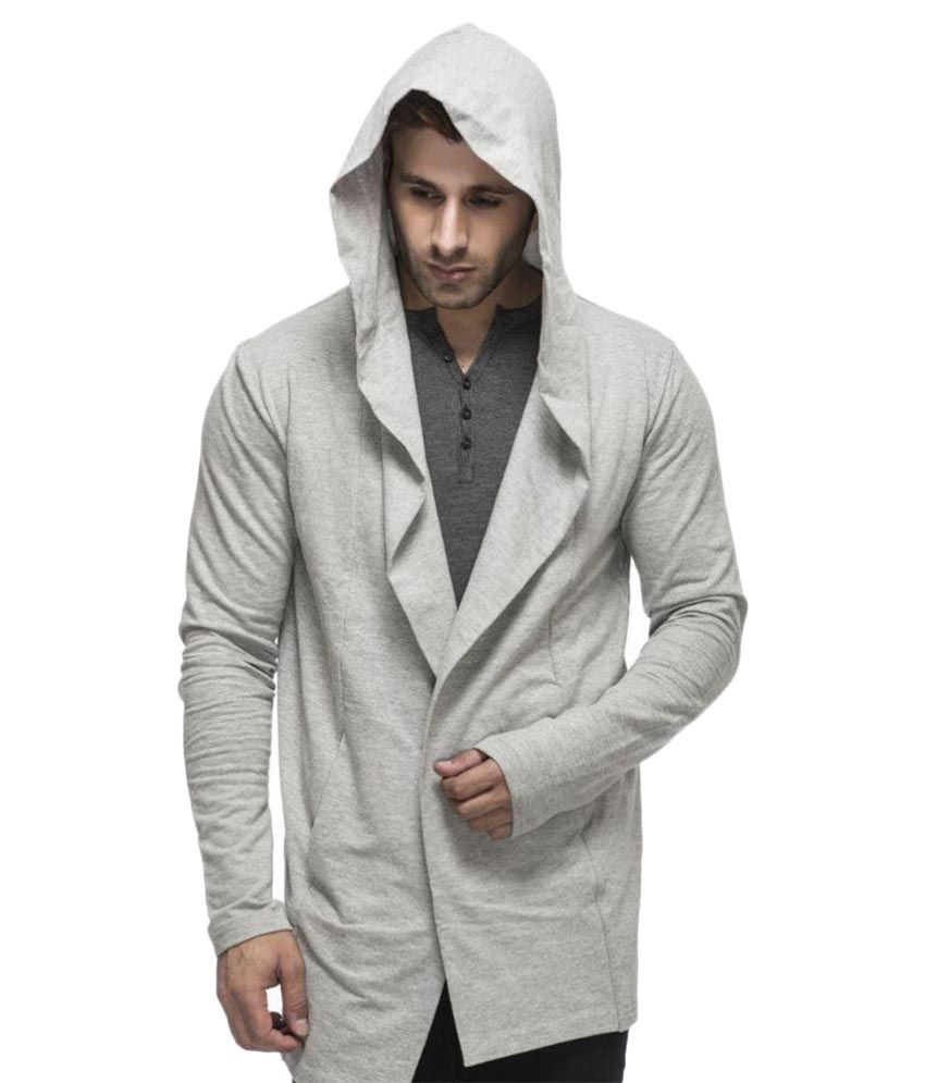 grey hooded cardigan mens